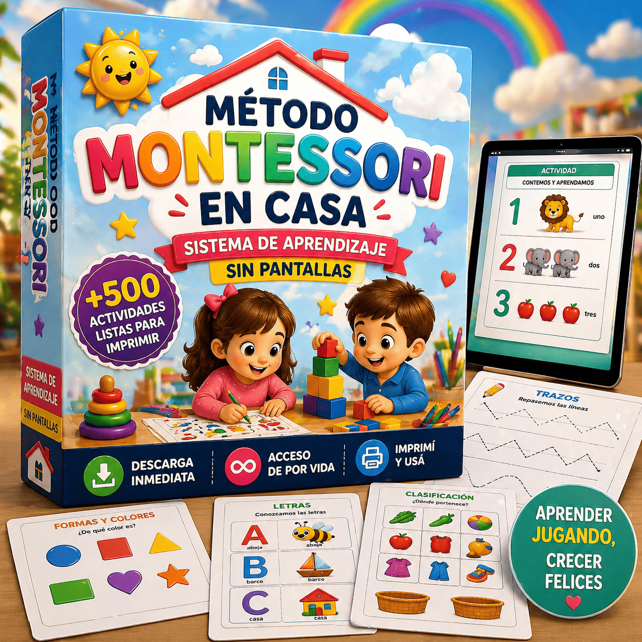 Método Montessori en Casa – Sistema de Aprendizaje Sin Pantallas + 7 bonus