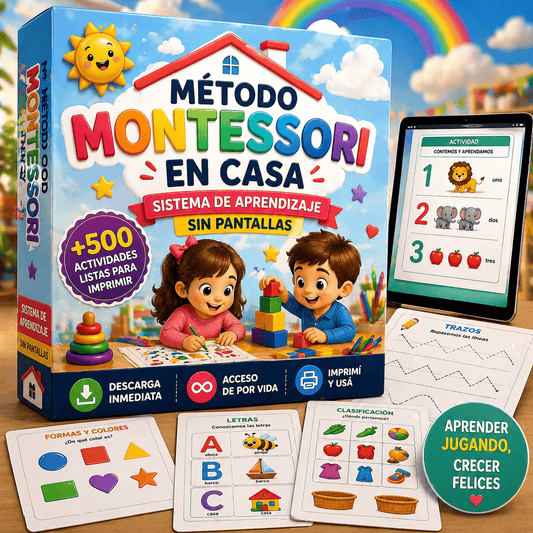 Método Montessori en Casa – Sistema de Aprendizaje Sin Pantallas + 7 bonus